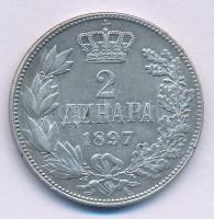 Szerbia 1897. 2D Ag "I. Sándor" T:XF
Serbia 1897. 2 Dinara Ag "Alexander I" C:X...
