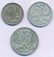 Orosz Birodalom 1909. 20k Ag + 1910. 10k Ag + 1911. 15k Ag T:XF-VF, patina
Russian Empire 1909. 20 ...
