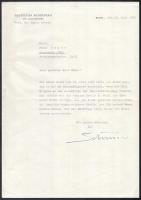 1960 Carlo Schmid (1896-1979) német akadémikus és szociáldemokrata (SPD), a Bundestag alelnökének autográf aláírása fejléces papíron. /  1960 Autograph Signature of Carlo Schmid, the vice-president of the Bundestag on a document.