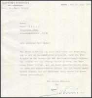 1960 Carlo Schmid (1896-1979) német akadémikus és szociáldemokrata (SPD), a Bundestag alelnökének au...