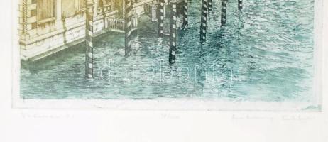 Rékassy Eszter (1966-): Velence X. Színes rézkarc, papír, jelzett, számozott (94/100), üvegezett fak...