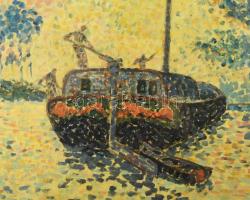 Lakatos Artúr jelzéssel:, Paul Signac után: A kikötő színei. Olaj, vászon, jelezve balra lent. Javít...