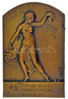 Sződy Szilárd (1878-1939) 1936. "Budapesti Egyetemi Athletikai Club - Olympiai Kard Válogató Verseny 1936. II. 23." bronz lemezplakett (70x47mm) T:AU