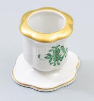 Herendi Apponyi zöld mintás gyertyatartó, jelzett, hibátlan, m: 5 cm