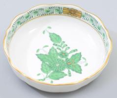 Herendi Apponyi zöld mintás gyűrűtartó tálka, jelzett, hibátlan, d: 8 cm