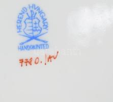 Herendi Apponyi zöld mintás ékszeres tálka, jelzett, hibátlan, 12x9 cm