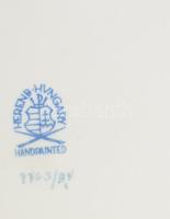 Herendi Apponyi zöld mintás ékszeres tálka, jelzett, hibátlan, 14x9,5 cm