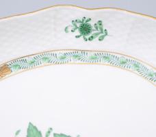 Herendi Apponyi zöld mintás kínáló. Jelzett, hibátlan, 26,5x21 cm