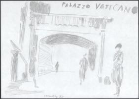 Szemethy Imre (1945-): Római egységcsomag, 41 db rajz római épületekről, helyszínekről, 1993. Ceruza...