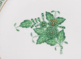 Herendi Apponyi zöld mintás süteményes tányér szett, 6 darab, jelzett, hibátlan, d: 19 cm