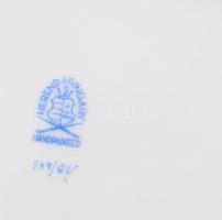 Herendi Apponyi zöld mintás fedeles leveses csésze rózsa fogóval, alátéttel. Jelzett, fogón kis sérü...