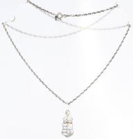 Ezüst (Ag) dupla szemes nyaklánc magyar címeres medállal, jelzett, h: 45 cm, 2,7×1 cm, nettó: 3,4 g
