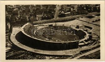 Budapest XIV. Népstadion építés közben. Képzőművészeti Alap képeslap + "1954 XII. Főiskolai Vil...