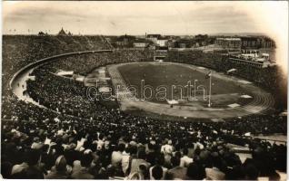 Budapest XIV. Népstadion, foci meccs, labdarúgó mékőzés. Képzőművészeti Alap képeslap + So. Stpl (EK)