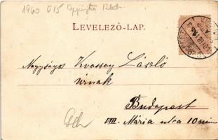 1900 Pozsony, Pressburg, Bratislava; Sétatér, városi színház, villamos / Promenade und städt. Theate...