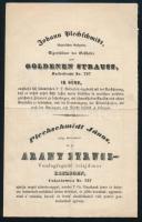 cca 1840 Kőszeg, Arany strucc fogadó reklámos számlája. 13x21 cm