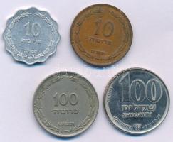 Izrael 1949. 10p bronz + 100p Cu-Ni + 1952. 10p Al + 1985. 100Sh Cu-Ni T:XF-VF, patina
Israel 1949....