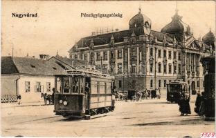 1909 Nagyvárad, Oradea; Pénzügyigazgatóság, villamosok / financial directorate, trams