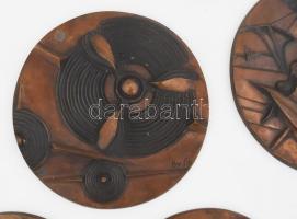 Kiss György (1943-): Repülés I-V. 5 darabból álló plasztika sorozat, bronz, 1986, 2/7 jelzett, d: 14...