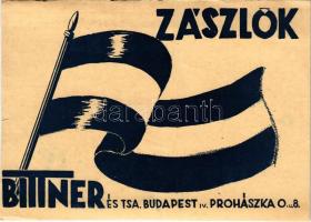 1939 Bittner és Társa zászló üzlet reklámja. Budapest V. Prohászka Ottokár utca 8. (ma Papnövelde utca) (vágott / cut)