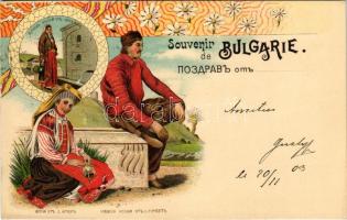 1903 Bulgarian folklore, Souvenir de Bulgarie. Art Nouveau, floral, litho (EK)