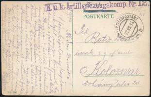 1916 Tábori posta képeslap "K.u.k. Artilleriezeugskomp. Nr.12." + "HP 20/IV"