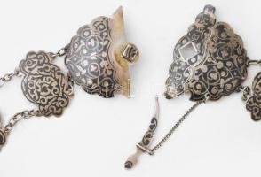 Orosz ezüst (Ag) kozák öv. cca 1892-1908, Moszkva, Itska Lozinsky mesterjegy, niellós díszítéssel, e...