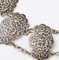 Orosz ezüst (Ag) kozák öv. cca 1892-1908, Moszkva, Itska Lozinsky mesterjegy, niellós díszítéssel, e...