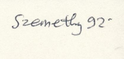 Szemethy Imre (1945-): Patafizikus jegyzet. Tus, kollázs, papír, jelzett. Megjelent az Élet és Iroda...