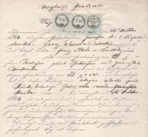 1864 Wieselburg okmány 7+7kr + 1 kr hirdetmény illeték bélyeggel