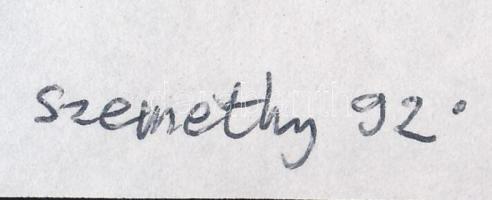 Szemethy Imre (1945-): Kötelező Jezabella oszt. főnök nő mellékhatása (...), 1992. Tus, kollázs, pap...