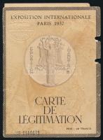 1937 Exposition Internationale Paris 1937 Carte de Légitimation