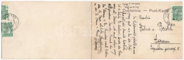 Sevnica, Lichtenwald; 2-tiled folding panoramacard. K. Cimpersek (worn at fold)