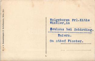 Osztrák csendőrök templom előtt, Schäffer üzlete / Austrian gendarmerie in front of a church. K.u.k....