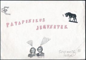 Szemethy Imre (1945-): Patafizikus jegyzetek. Vegyes technika, kollázs, papír, jelzett. 21x29,5 cm