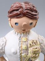 Szilágyi Mária: Hölgy fonállal. Jelzett, minimális kopással, gyári tűzhibával, m: 34 cm /// KIZÁRÓLA...