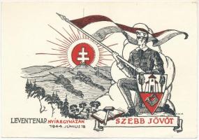 Szebb jövőt! Leventenap Nyíregyházán 1944. június 18. Magyar Leventemozgalom irredenta propaganda képeslapja / Hungarian Levente Associations irredenta propaganda postcard s: Z. Sz. P.