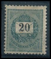 1899 20kr III. vízjel, zöldesszürke színű bélyeg