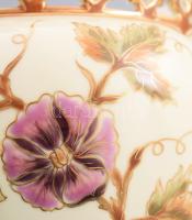 Zsolnay ritka pillangó mintás kaspó, áttört peremrésszel, jelzett, hibátlan, m: 17 cm