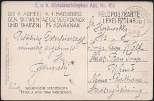 1917 Tábori posta képeslap "K.u.k. Divisionstelephon Abt. No.155" + "FP 390 b"