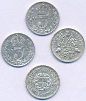 Nagy-Britannia 1910-1936. 3p Ag "VII. Eduárd, V. György, VI. György" (4xklf) T:XF,VF Great...