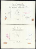 Szegő Gizi (1902-1985): 7 db karikatúra. Vegyes technika, papír, jelzett, egy kivételével "Luda...