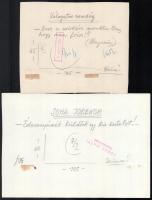 Szegő Gizi (1902-1985): 7 db karikatúra. Vegyes technika, papír, jelzett, mindegyik hátoldalán "...