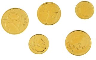 Belgium 1990-1998. 50c - 50F (5xklf) aranyozott forgalmi érmék emlékkiadás T:AU Belgium 1990-1998. 50 Centimes - 50 Francs (5xdiff) gold plated commemoratíve coins C:AU