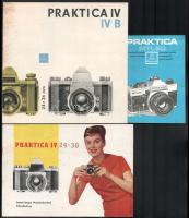 cca 1980 3 db Praktica fényképezőgép prospektus