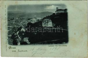 1898 (Vorläufer) Ljubljana, Laibach; vom Schlossberg. Carl Otto Hayd Kunstverlag.-Anstalt (München) No. 8071. / general view, castle, mountain (fl)