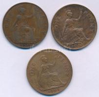 Nagy-Britannia 1921. 1p bronz "V. György" + 1945. 1p bronz "VI. György" + 1963. ...