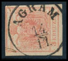 1850 3kr HP III papierkorn "AGRAM"