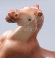 Ágaskodó ló. Mázas porcelán, jelzett, ragasztott, 36 cm