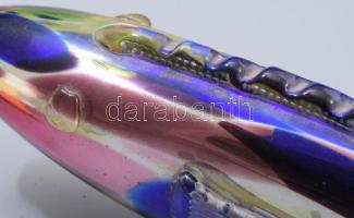 Nagy méretű üveg hal. Irizáló festéssel, hibátlan 54 cm